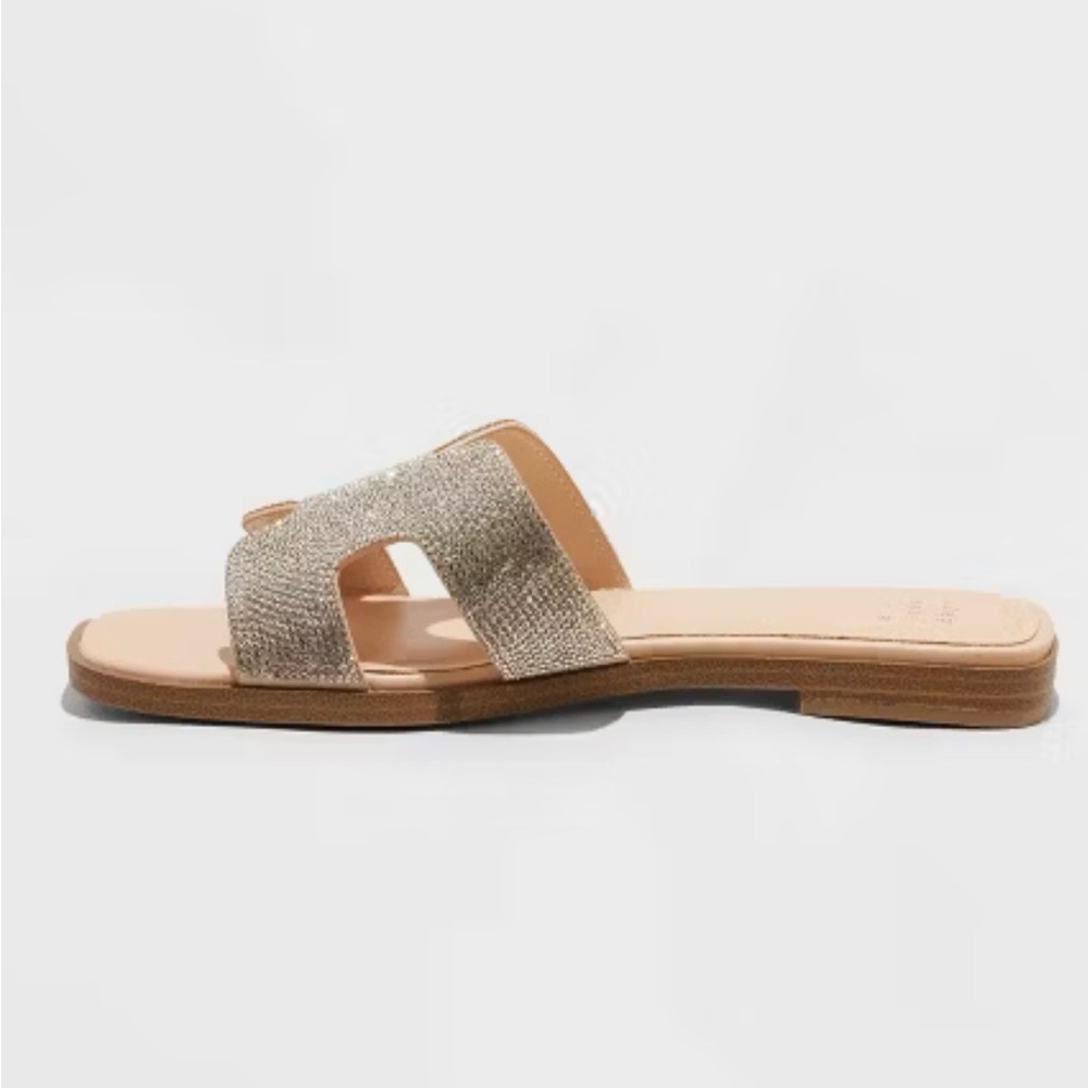 A New Day Shimmering Gold Slide Sandals - Picture 4 of 6